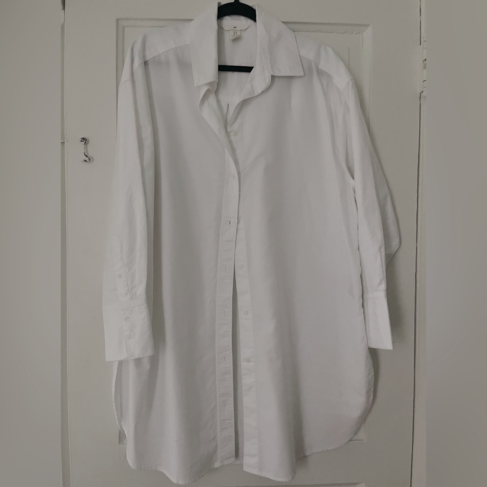 White Knee Length H&M White Button Down